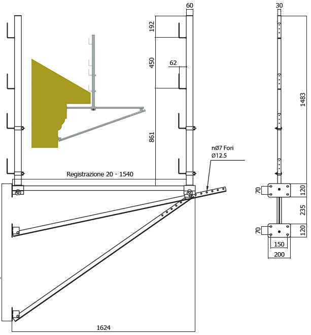 Parapetto a mensola 2-150 cm CSC Edilizia