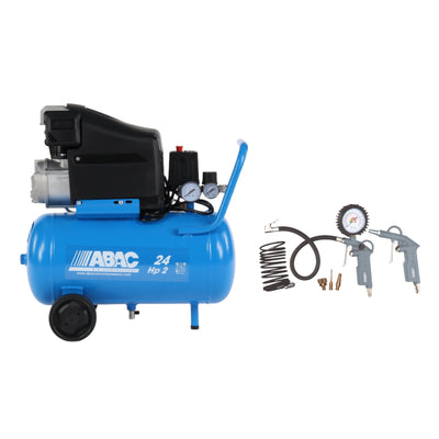 Compressore Pole position L20- 2Hp, 24litri, 220 litri/minuto + Kit aria compressa G-813 - 6 pezzi Abac