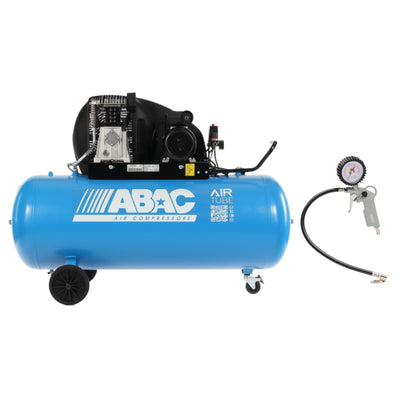 Compressore Extensive a cinghia doppio stadio A49B CT5,5 - 11Bar, carrellato, serbatoio 270lt + Gonfiagomme G-580 con adattatori Abac