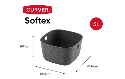 Cesto portaoggetti Softex XS 3 L grigio scuro 19,4x19,4x11,1 cm Curver