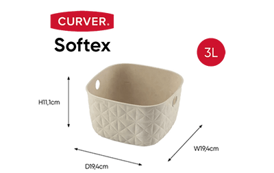 Cesto portaoggetti Softex XS 3 L bianco gesso 19,4x19,4x11,1 cm Curver