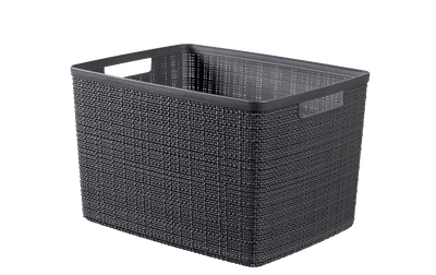 Cesto portaoggetti Jute L 20 L 36x28x23 cm grigio scuro Curver