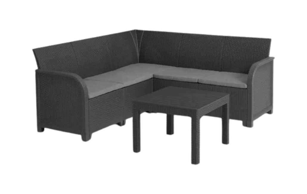 Rosalie corner 5 seater with Orlando small table - Graphite Keter
