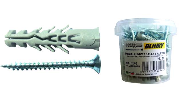 Vigor Tasselli Blinky 6-Alette Secchio 150Pz C/Vite 5 Mm