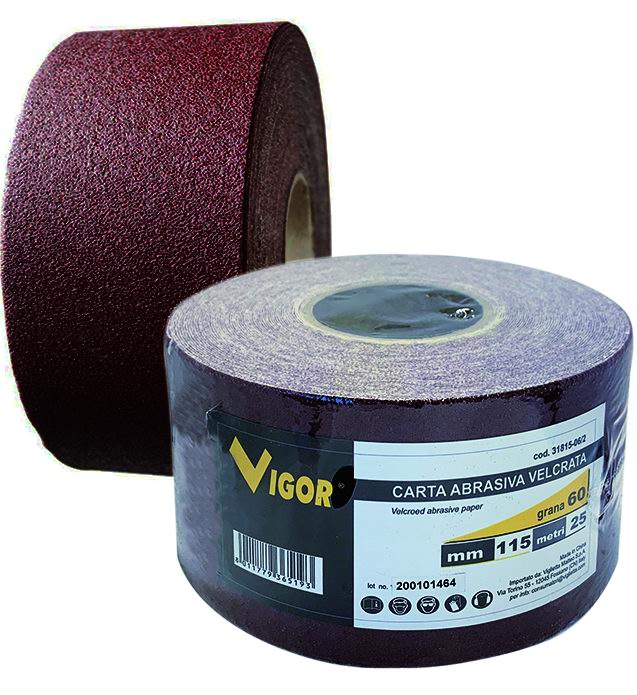 Carta Abrasiva Velcrata Vigor 115 Mm 25 Metri 40 G