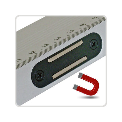 Livella graduata in alluminio profilato con base magnetica Metrica