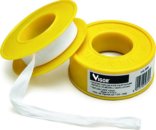 Nastro Teflon P/Filetti Vigor Basso Rotolo 10M H. 12 Mm