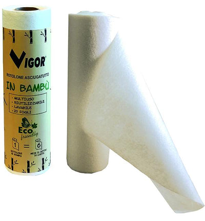 Asciugatutto in bambu in rotolo riutilizzabile 20 fogli Vigor