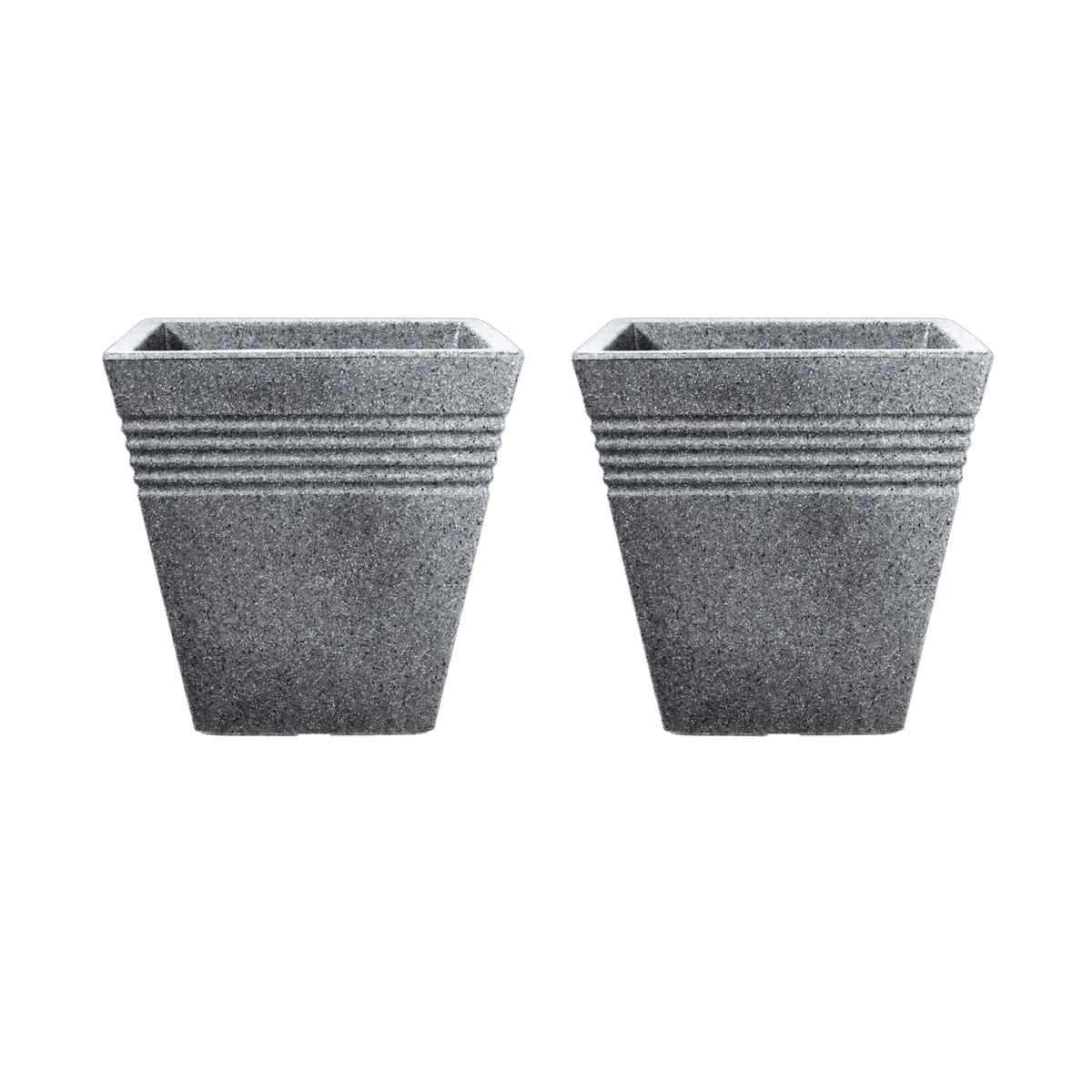 Piazza Square Planter 34cm Set of 2 - Alpine Grey Keter