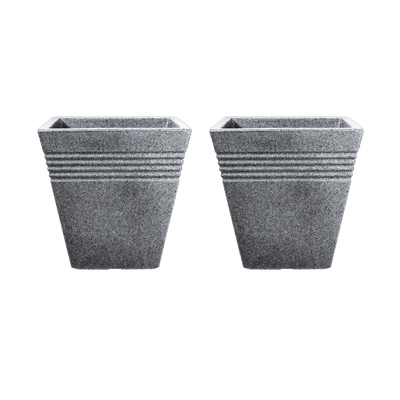 Piazza Square Planter 34cm Set of 2 - Alpine Grey Keter