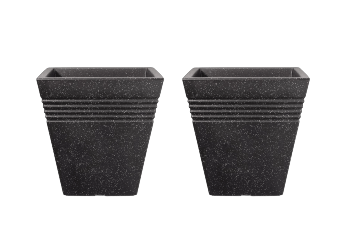 Piazza Square Planter 34cm Set of 2 - Granite Keter