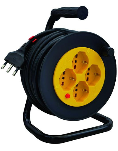 Vigor Avvolgicavi 4 Prese C/Supporto Schuko/Bipasso 3X1,5 15 M
