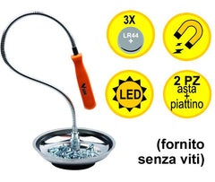 Asta magnetica flessibile con vaschetta magnetica e luce LED 56 cm Vigor 38848-10