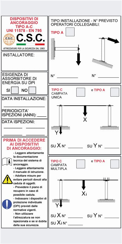 Targhetta installazione 418 CSC Edilizia