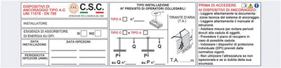Targhetta installazione 418S CSC Edilizia