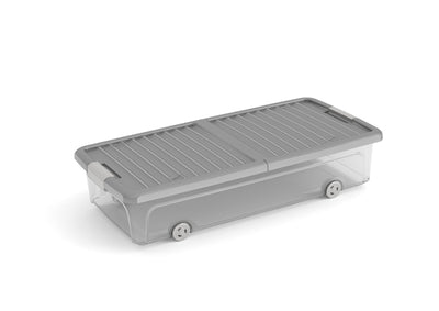 Contenitore sottoletto con ruote W Box L trasparente/grigio 74x37x16,5 cm Keter