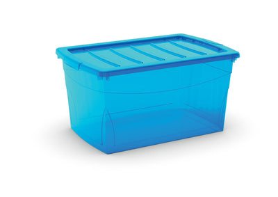 Contenitore con coperchio Omni Box L 50 L azzurro trasparente 58,5x39x30 cm Keter
