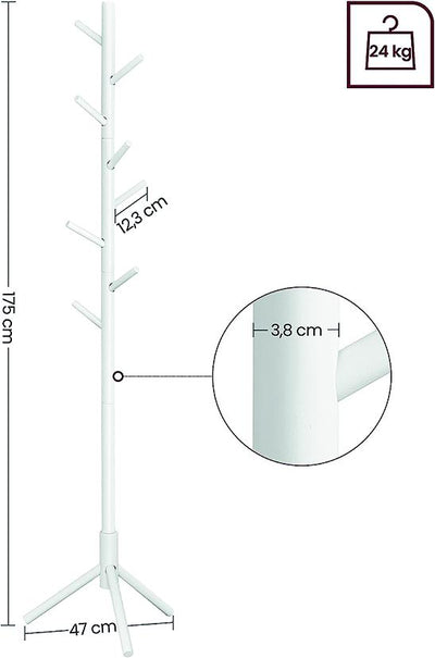 Appendiabiti Legno Edgar Bianco 175 Cm Vigor