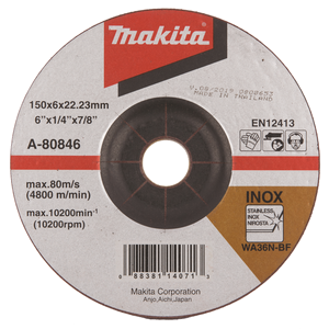 A-80846 Disco abrasivo 150 x 6 mm, WA36N Makita