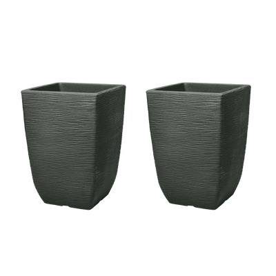 Cotswold Tall Square Planter 33cm Set of 2 - Marble Green Keter