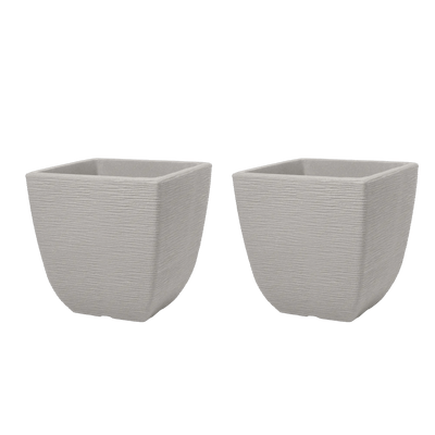 Cotswold Square Planter 38cm Set of 2 - Limestone Grey Keter