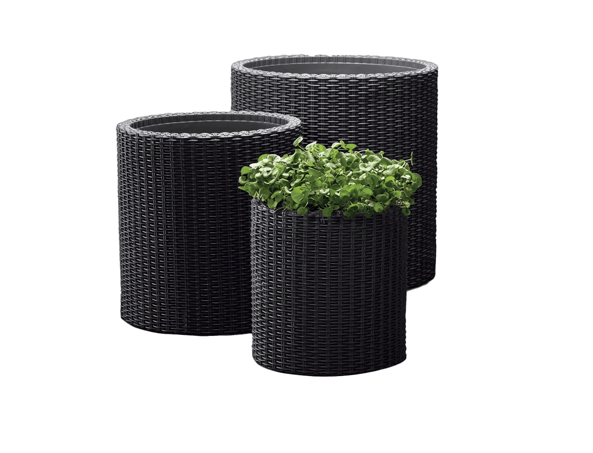 Cylinder Planter Set of 3 - Graphite Keter