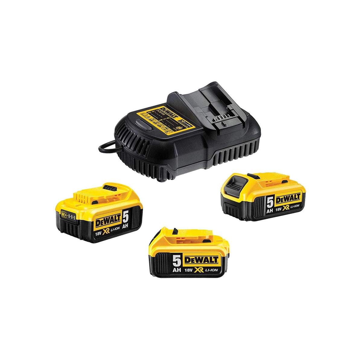 Kit Starter 3x 18V XR 5Ah + Caricabatteria 4A DeWalt DCB115P3-QW