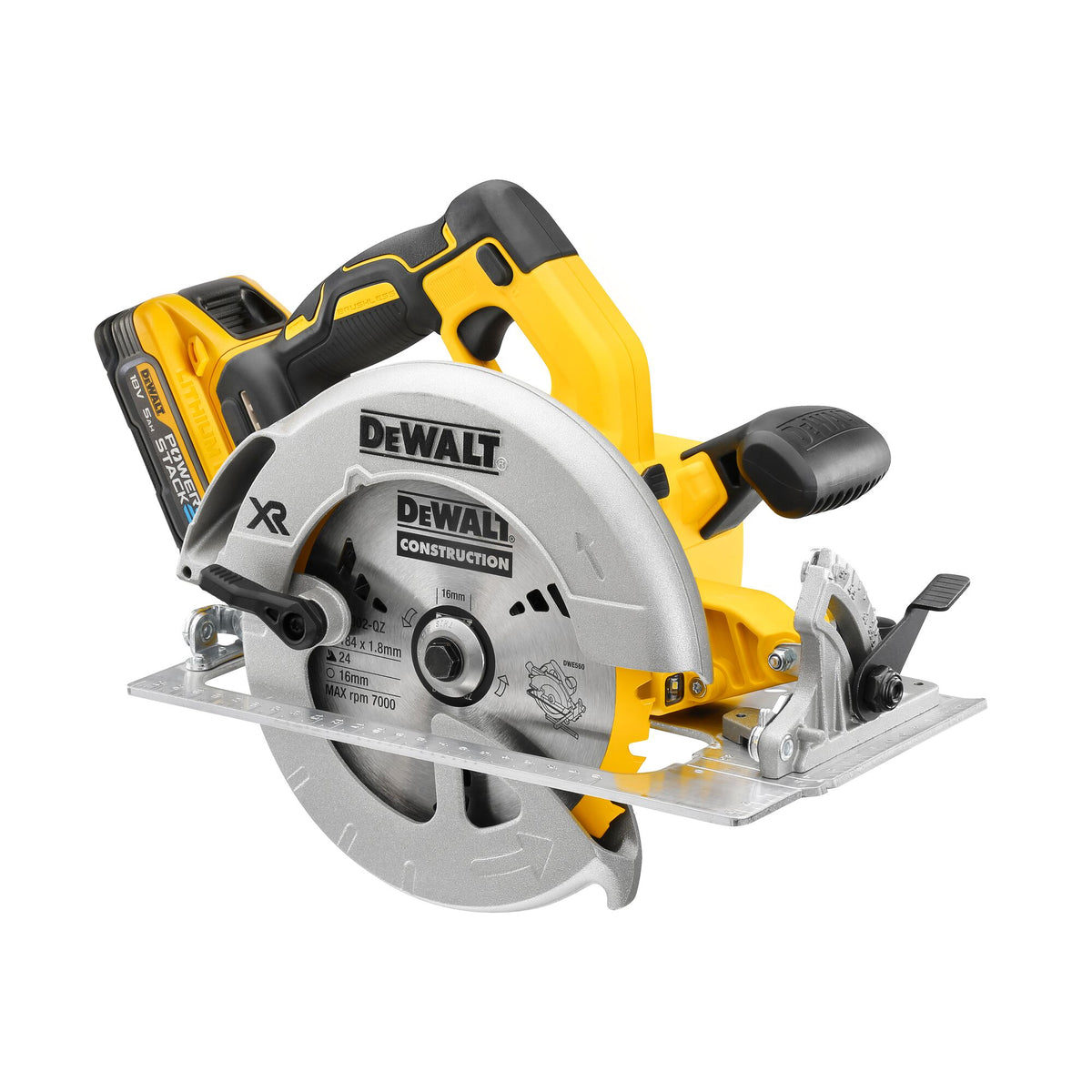 Sega circolare 184mm 18V XR Brushless - 2 x Powerstack 5Ah DeWalt