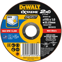 Disco legato extreme sottile A taglio veloce 115MM X 1,0MM X 22,23MM DT43931-QZ DeWalt