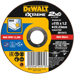 قرص قطع رفيع للفولاذ المقاوم للصدأ Extreme 115 x 1,2 x 22,23 mm DeWalt DT43933-QZ