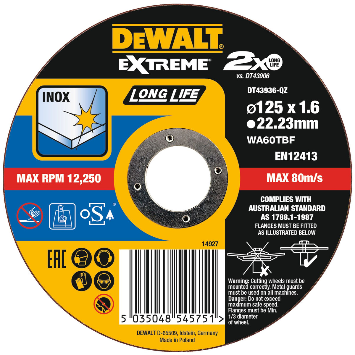 Disco da taglio a lunga durata Extreme OSA DeWalt DT43936-QZ
