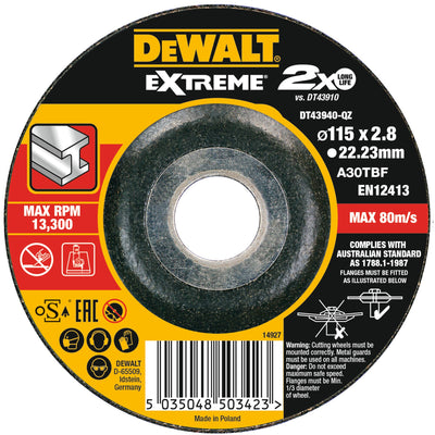 Disco Extreme legato da taglio 115x3,0x22,23mm DeWalt DT43940-QZ