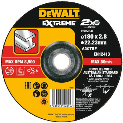 Disco Extreme legato da taglio 180x3,0x22,23mm DeWalt DT43942-QZ