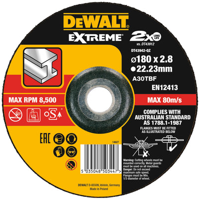 Extreme bonded disc cutting 180MM X 3.0MM X 22.23MM - DT43942-QZ DeWalt