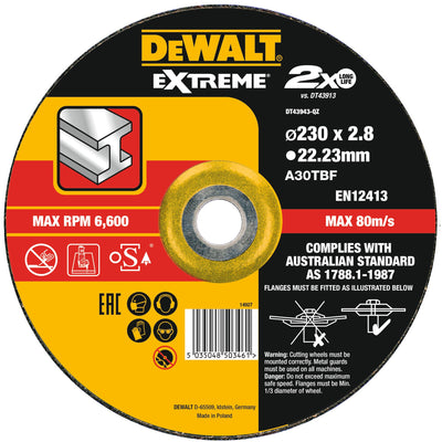 Disco Extreme legato da taglio 230x3,0x22,23mm DeWalt DT43943-QZ