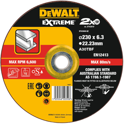 Disco Extreme legato per smerigliatura 230x6,3x22,23mm DeWalt DT43949-QZ