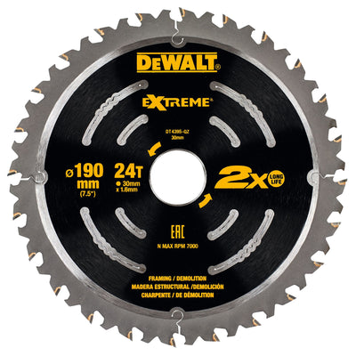 Lama Extreme demolizione 2X Life 190mm 24T DeWalt DT4395-QZ