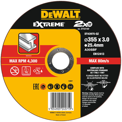 Disco Extreme legato da taglio 355x3,0x25,4mm DeWalt DT43975-QZ