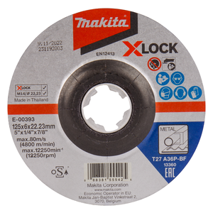 E-00393 Disco abrasivo X-Lock a centro depresso, 125x6,0mm, A36P