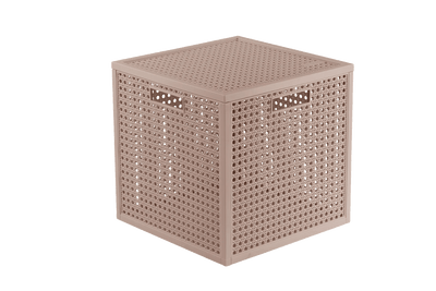 Cesto portaoggetti cubico con coperchio Kaya Cube 19 L cipria Curver