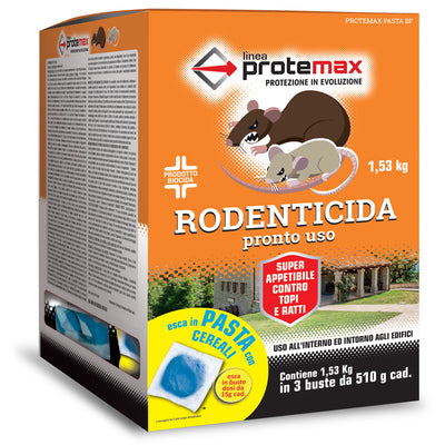 RODENTICIDA PASTA BLU CON CEREALI - 3 buste 510g | Protemax