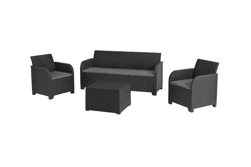 Rosalie 5 seater lounge set with storage table - Graphite Keter