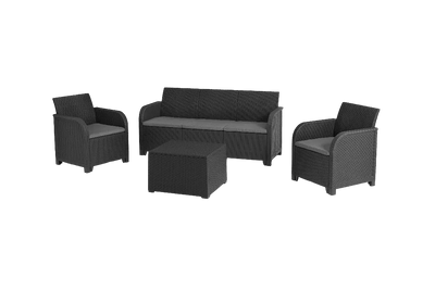 Rosalie 5 seater lounge set with storage table - Graphite Keter
