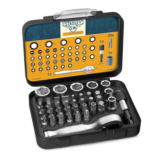 Set 39 inserti 25 mm 1/4" + 1 portainserti a sgancio veloce 175° Anniversario (STHT82834-1) Stanley