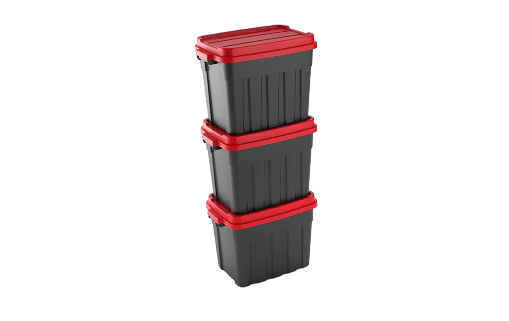 Tuff Box 68L Storage Boxes with Lid Set of 3 - Black Keter
