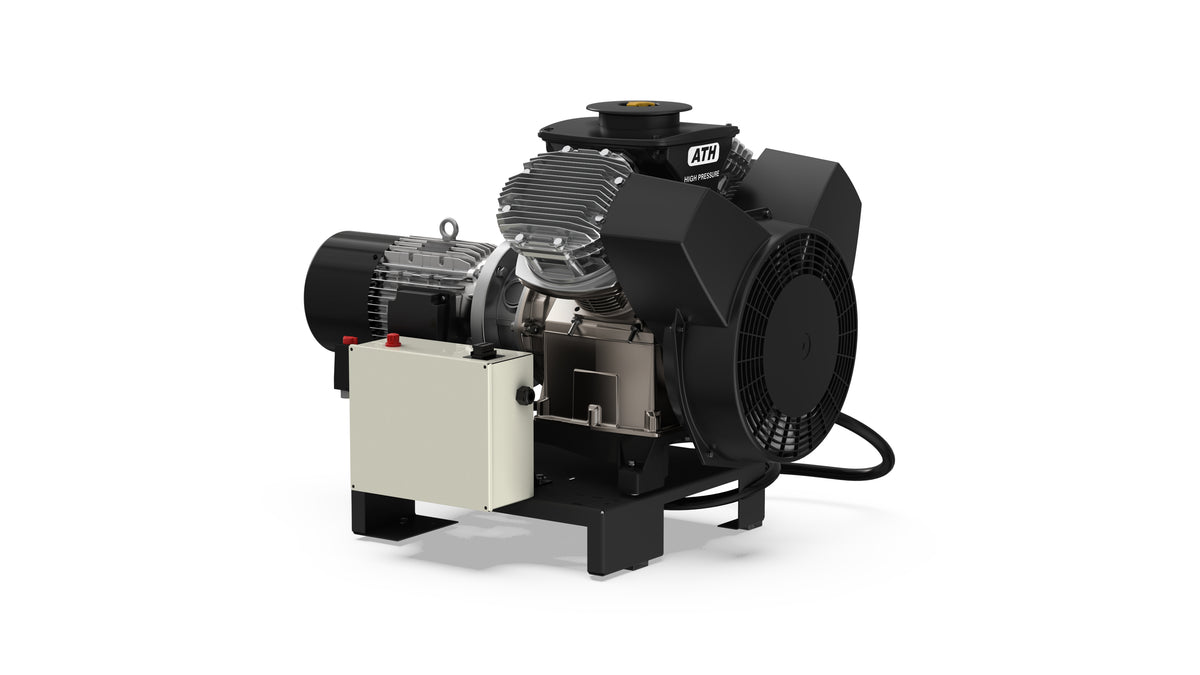 Industrial Tech oil lubricated piston compressor (ATH) - 10HP-15bar -Base Mounted Abac