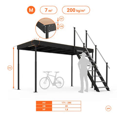 Entreplanta de acero TM7 con escalera cómoda Svelt
