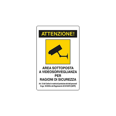 CARTELLO 'AREA VIDEOSORVEGLIATA'