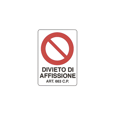 CARTELLO 'DIVIETO DI AFFISSIONE'