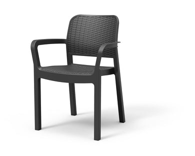 Sedia da giardino con braccioli Bella effetto rattan grafite 58x53x83 cm Keter
